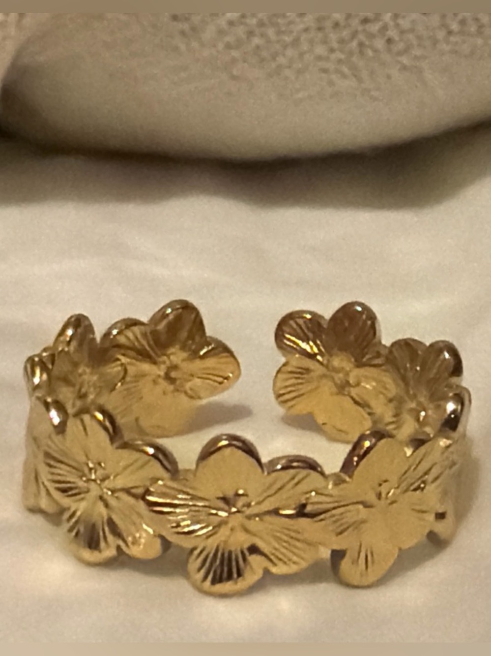 Gold Floral Open Band Ring by